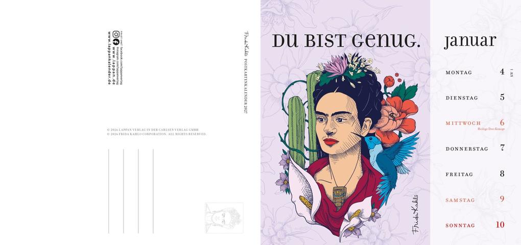 Weitere Ansicht: Frida Kahlo Postkartenkalender 2027 - I paint my own reality