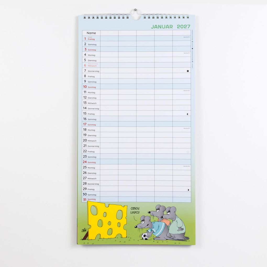 Weitere Ansicht: Uli Stein Familienkalender 2027: Familienplaner mit 5 Spalten | Uli Stein