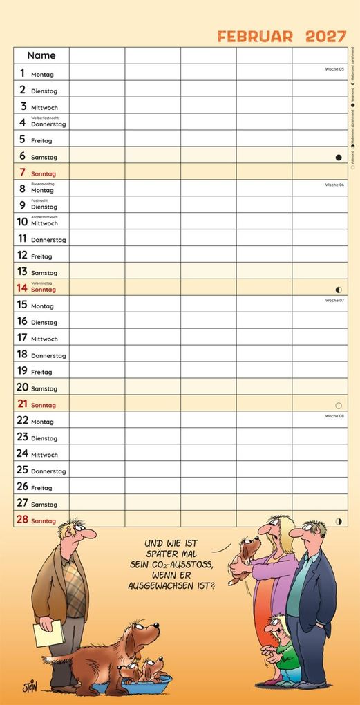 Weitere Ansicht: Uli Stein Familienkalender 2027: Familienplaner mit 5 Spalten | Uli Stein