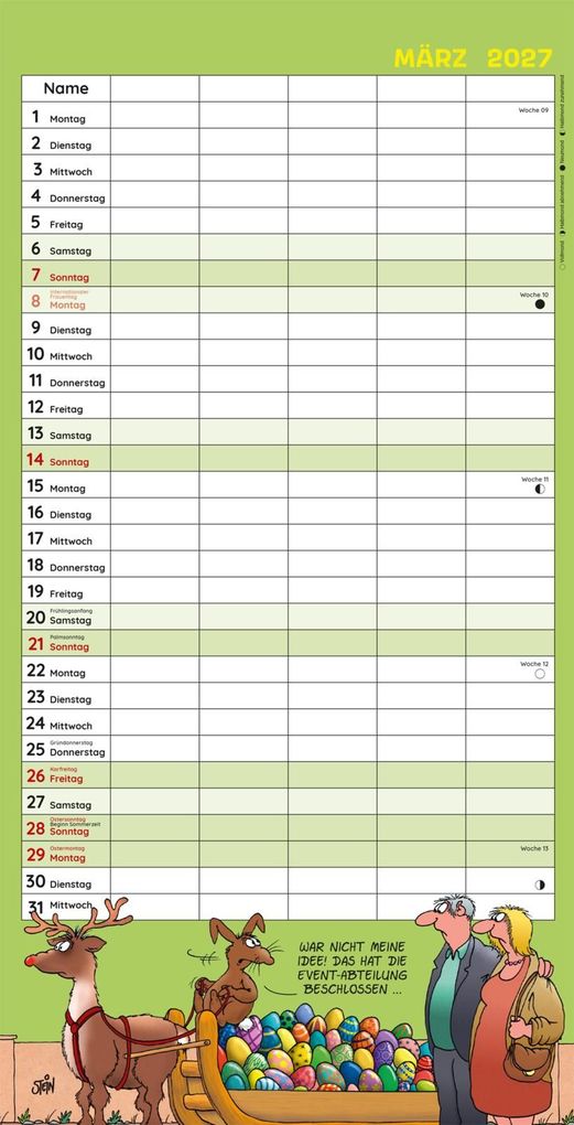 Weitere Ansicht: Uli Stein Familienkalender 2027: Familienplaner mit 5 Spalten | Uli Stein