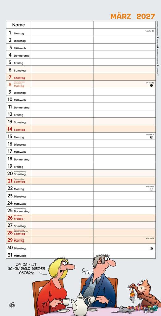 Weitere Ansicht: Uli Stein Timer für zwei 2027: Monatskalender für die Wand | Uli Stein