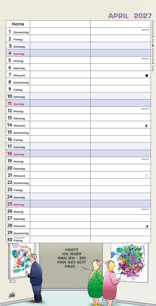 Weitere Ansicht: Uli Stein Timer für zwei 2027: Monatskalender für die Wand | Uli Stein