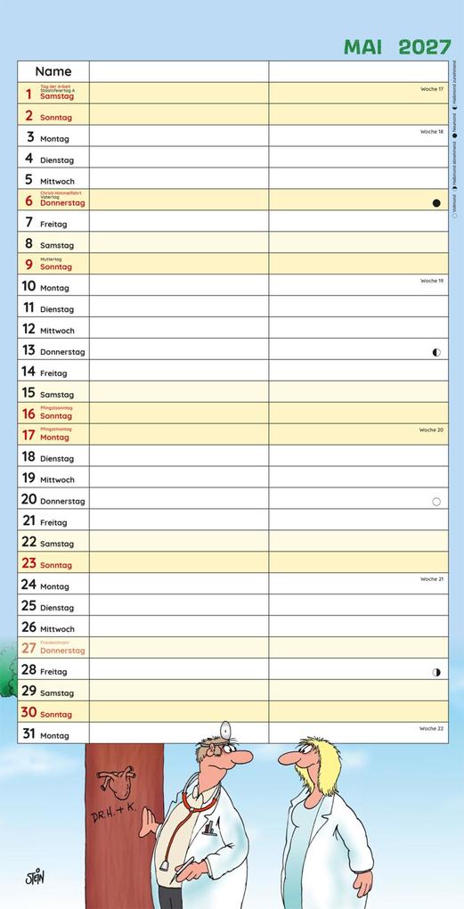 Weitere Ansicht: Uli Stein Timer für zwei 2027: Monatskalender für die Wand | Uli Stein