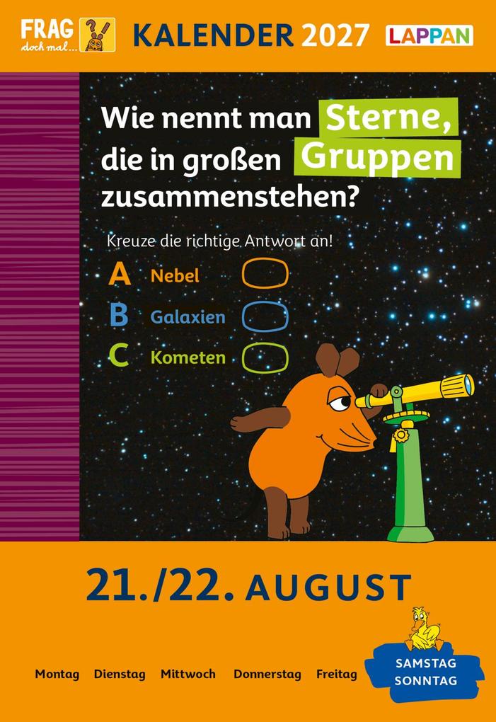 Weitere Ansicht: Frag doch mal ... die Maus: Tageskalender 2027 - Mein Kalender für jeden Tag! | Hannah Flessner