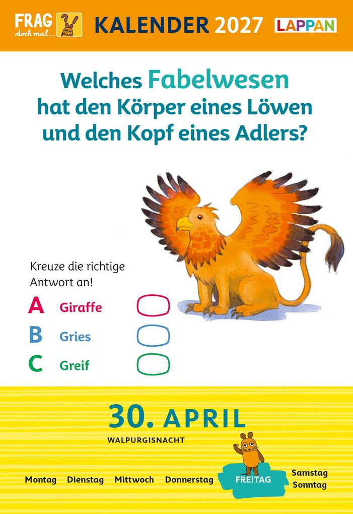 Weitere Ansicht: Frag doch mal ... die Maus: Tageskalender 2027 - Mein Kalender für jeden Tag! | Hannah Flessner