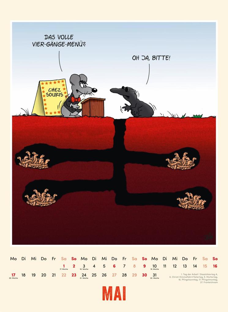 Weitere Ansicht: Uli Stein Tierisch großer Kalender 2027: Monatskalender für die Wand im Großformat | Uli Stein