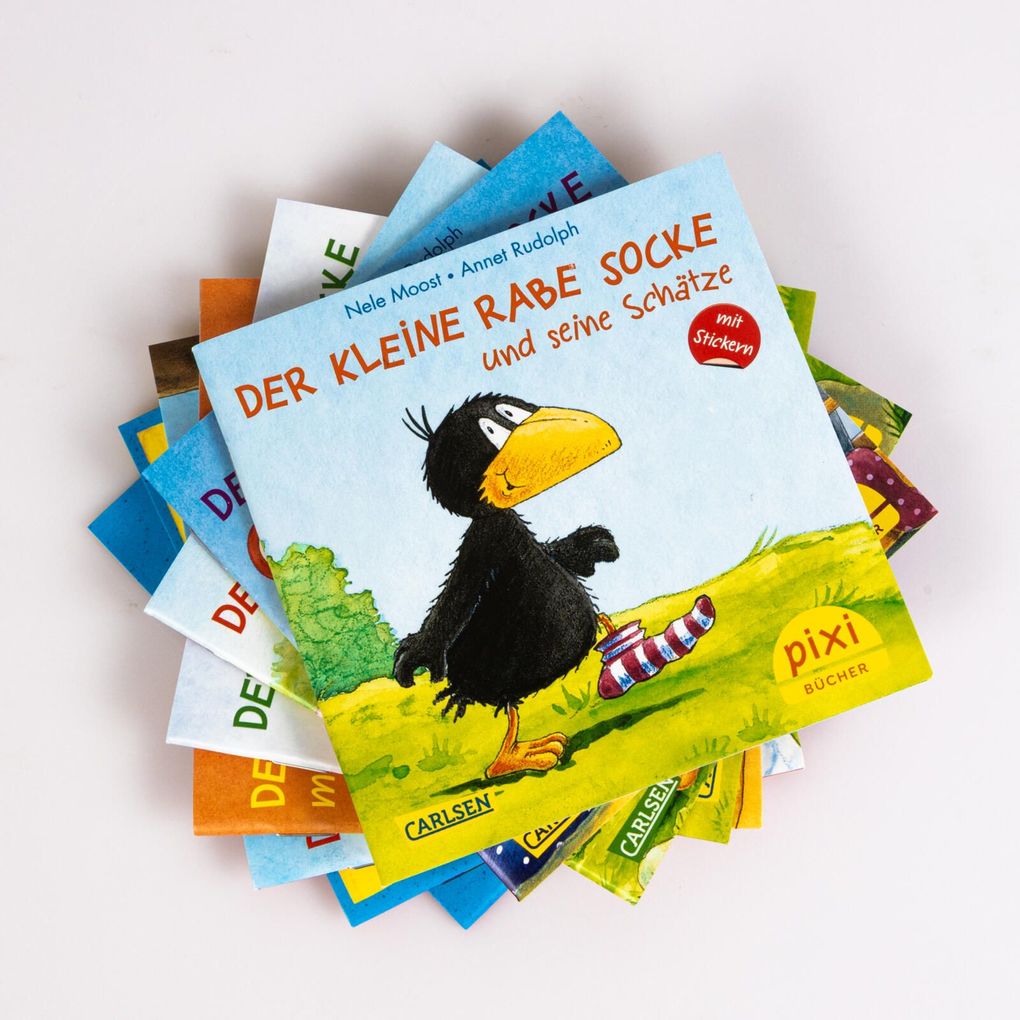 Weitere Ansicht: Pixi-8er-Set 193: Der kleine Rabe Socke mit Stickern (8x1 Exemplar) | Nele Moost