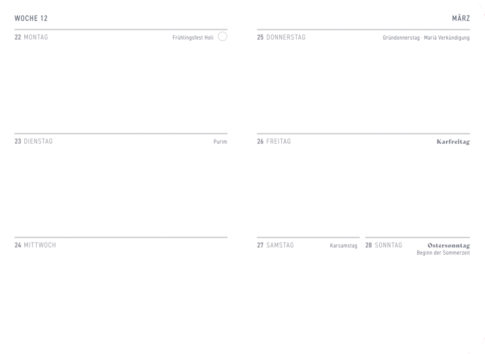 Weitere Ansicht: Wochenkalender 2027 - Purple