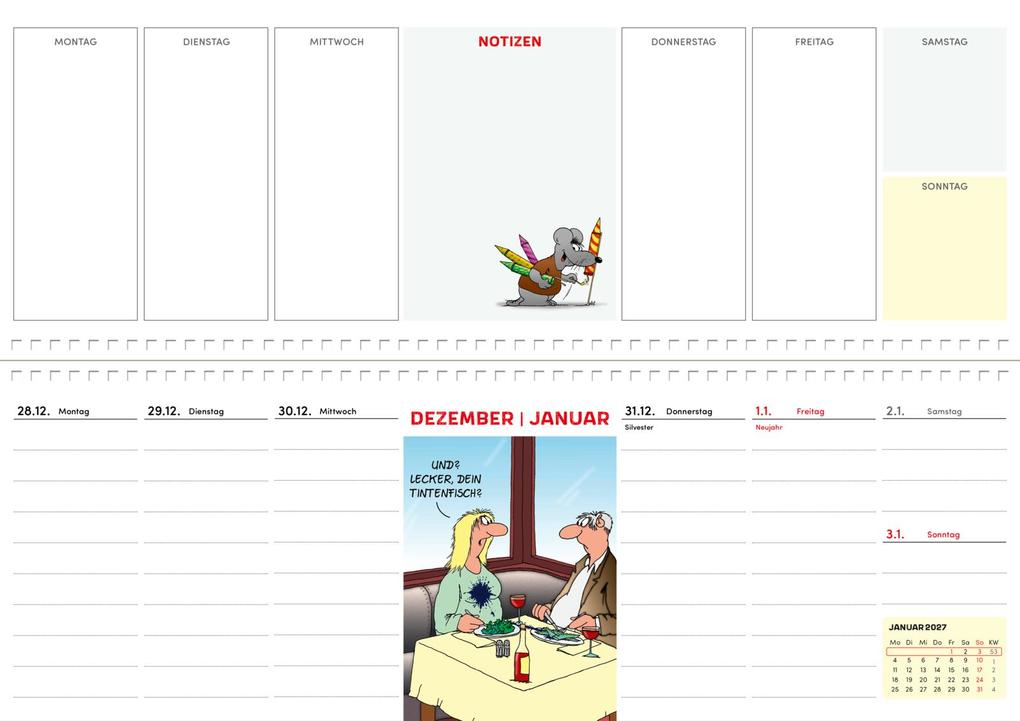 Weitere Ansicht: Uli Stein Wochenplaner 2027: Tischkalender | Uli Stein