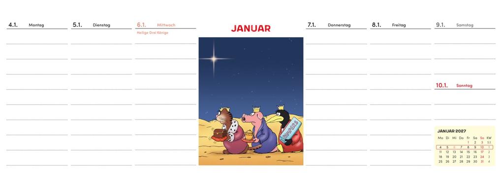 Weitere Ansicht: Uli Stein Wochenplaner 2027: Tischkalender | Uli Stein
