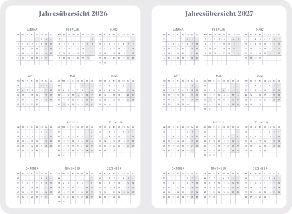 Weitere Ansicht: Wochenkalender 2027 - Green