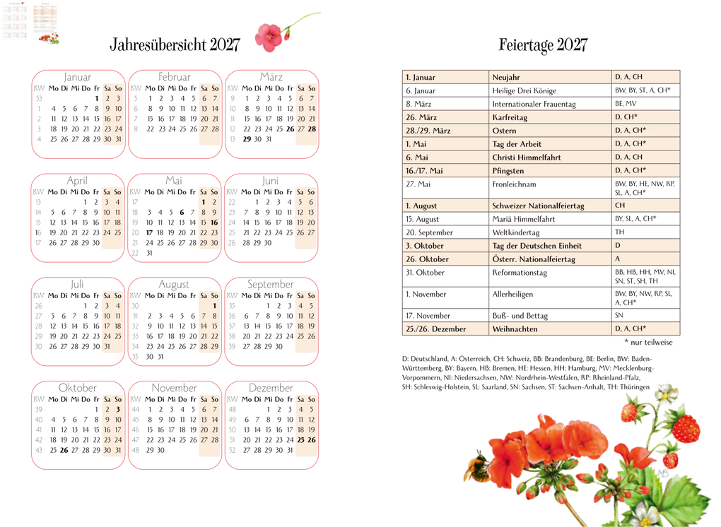 Weitere Ansicht: GlücksKalender 2027 - rot