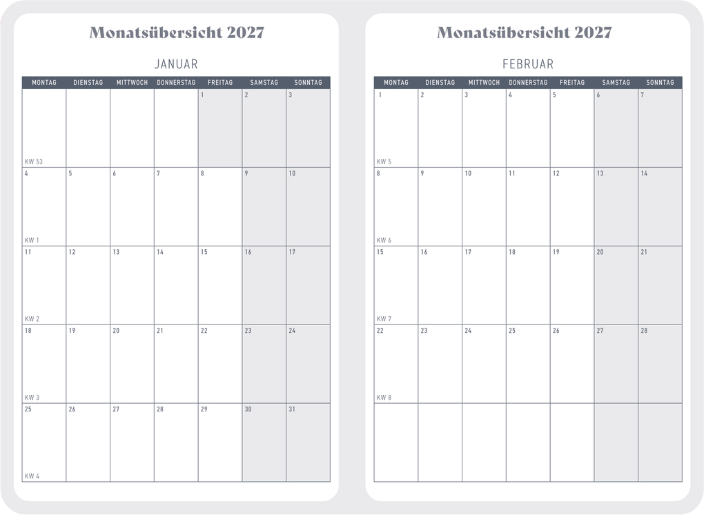 Weitere Ansicht: Wochenkalender 2027 - Orange