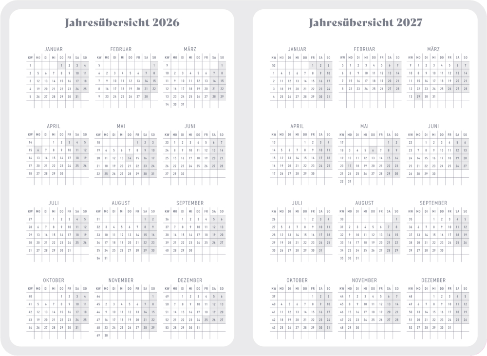 Weitere Ansicht: Wochenkalender 2027 - Pink