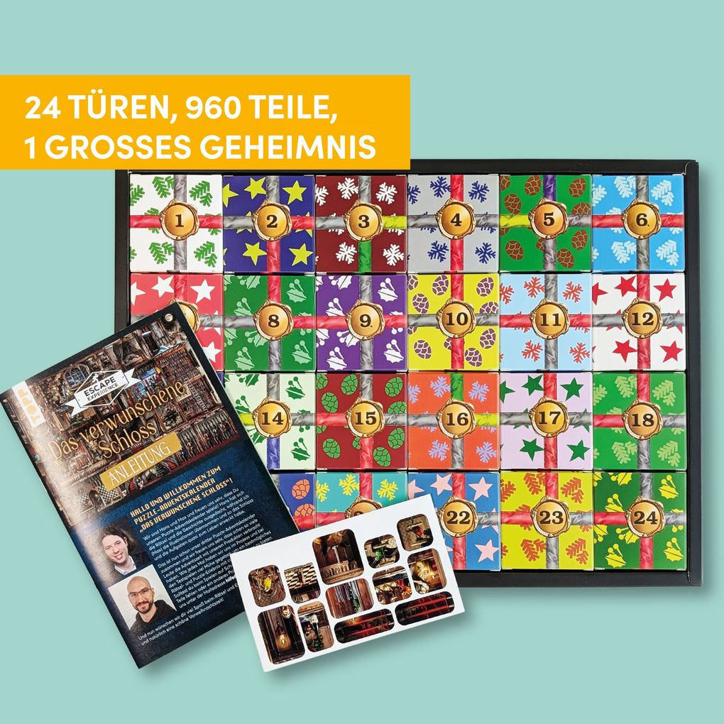 Weitere Ansicht: Puzzle-Rätsel-Adventskalender: Das verwunschene Schloss - 24 Puzzles mit insgesamt 960 Teilen | Hans Pieper