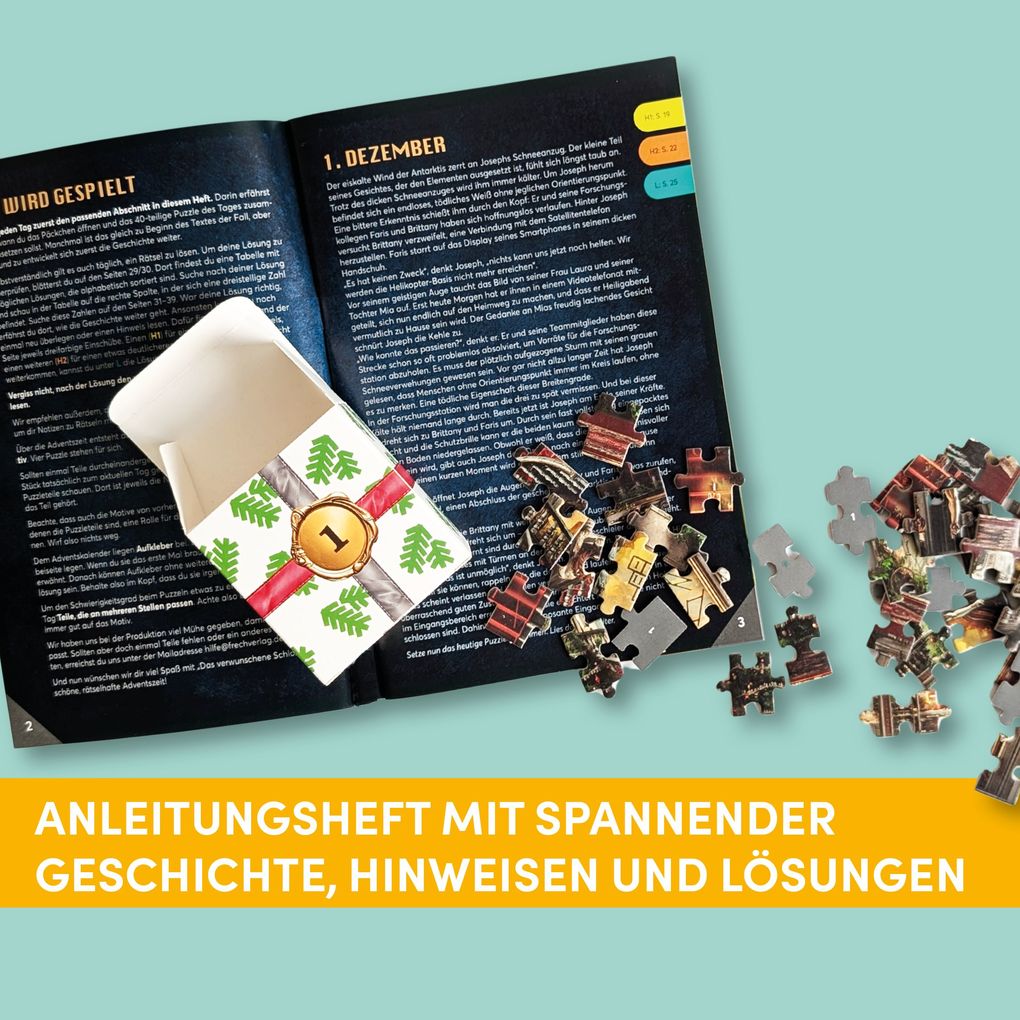 Weitere Ansicht: Puzzle-Rätsel-Adventskalender: Das verwunschene Schloss - 24 Puzzles mit insgesamt 960 Teilen | Hans Pieper
