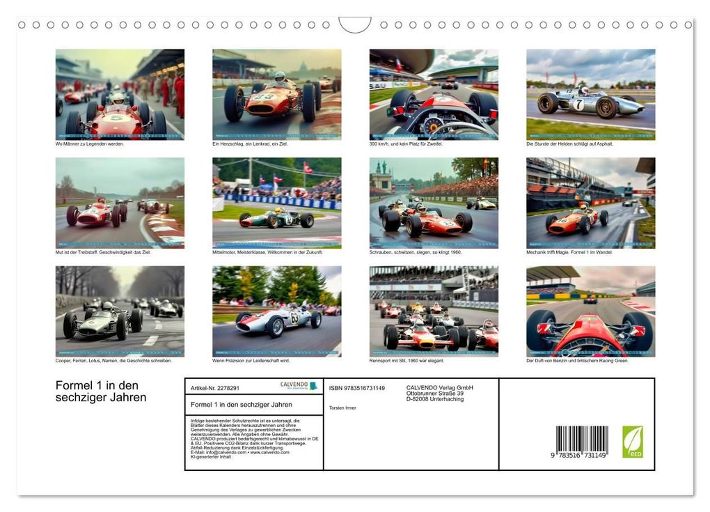 Weitere Ansicht: Formel 1 in den sechziger Jahren (Wandkalender 2026 DIN A3 quer), CALVENDO Monatskalender | Torsten Irmer, Calvendo
