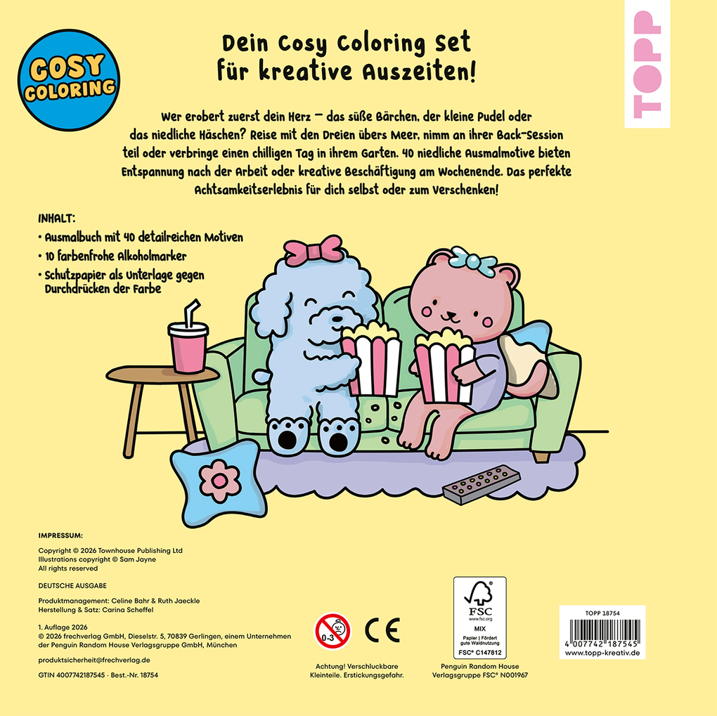 Weitere Ansicht: Cosy Coloring "Cotton Candy" Ausmalset - Einfach niedlich ausmalen | Sam Jayne