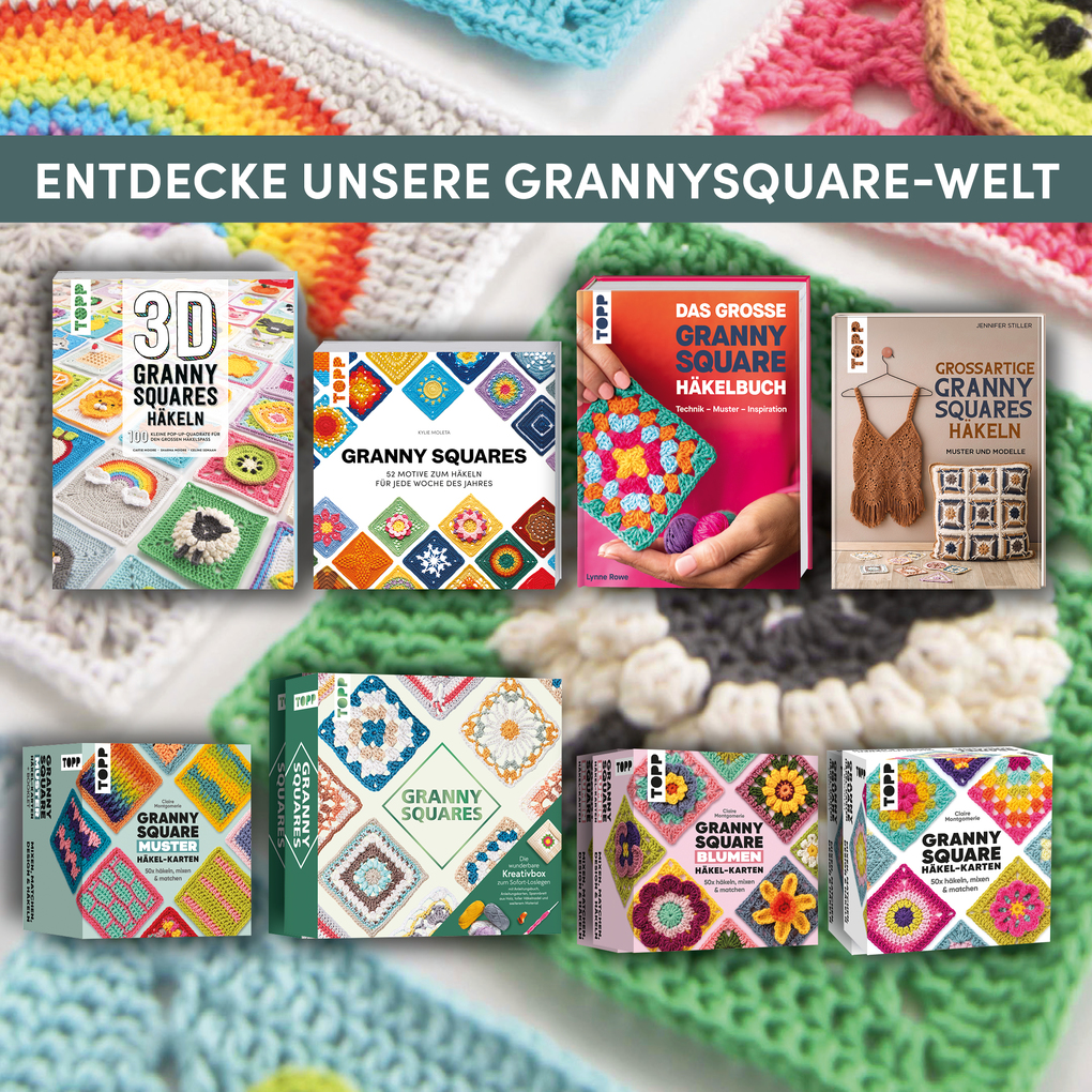 Weitere Ansicht: Granny Square Muster Häkel-Karten (Deutsche Ausgabe) | Claire Montgomerie