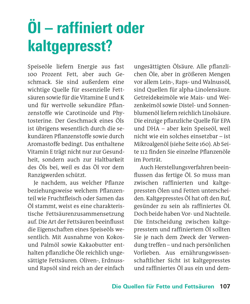 Weitere Ansicht: Fette und Fettsäuren | Angela Bechthold