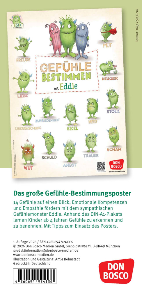 Weitere Ansicht: Das große Gefühle-Bestimmungsposter mit Eddie, dem Gefühlemonster | Antje Bohnstedt