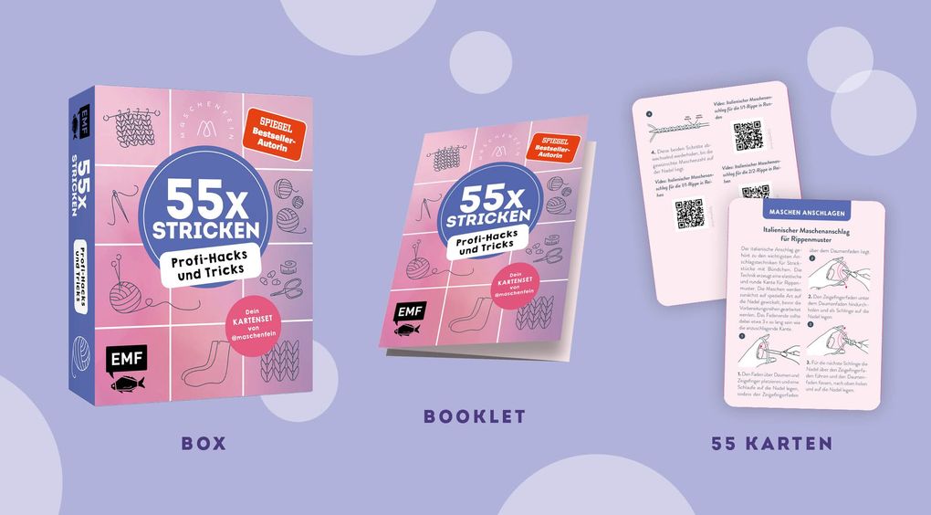 Weitere Ansicht: 55 x stricken - Profi-Hacks und Tricks | Dein Kartenset von maschenfein | Marisa Nöldeke
