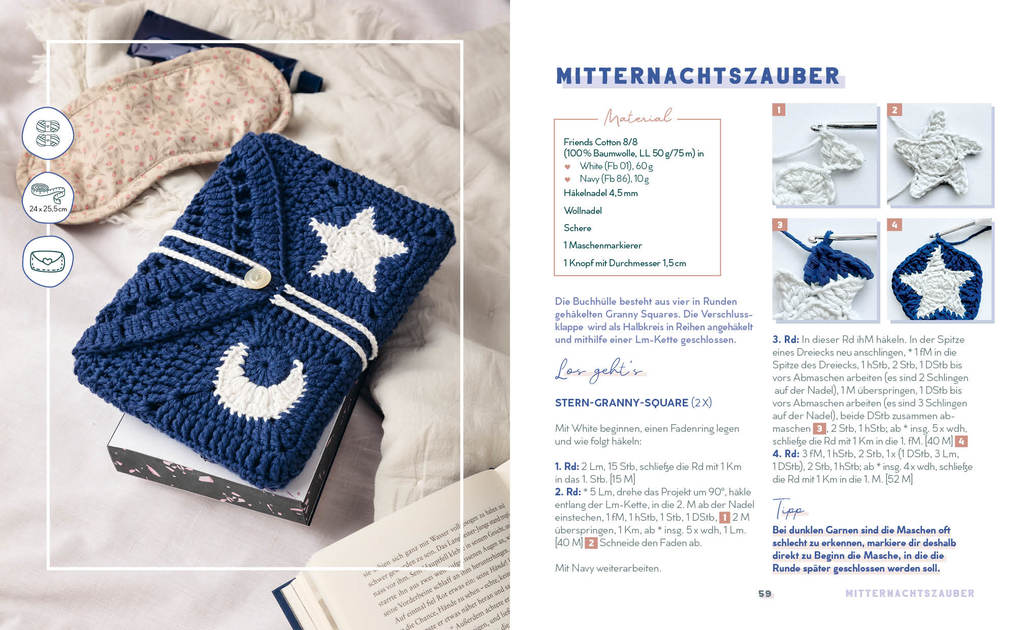 Weitere Ansicht: Buchhüllen häkeln - mit crochetinglara | Lara Lenhardt