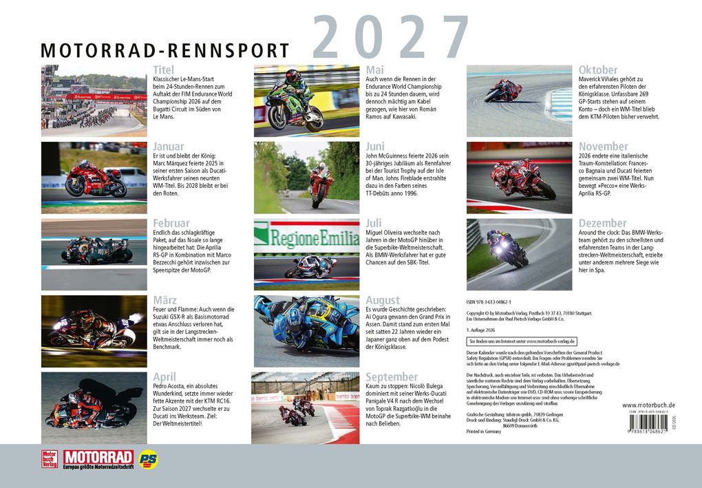 Weitere Ansicht: Motorrad Kalender 2027