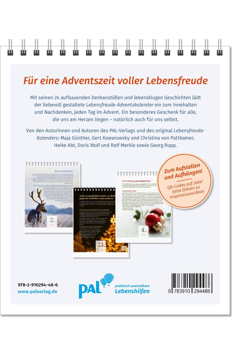 Weitere Ansicht: Der PAL Lebensfreude-Adventskalender 2026 - 24 Impulse für mehr Selbstliebe und Gelassenheit in der Vorweihnachtszeit | Maja Günther, Gert Kowarowsky, Doris Wolf, Rolf Merkle