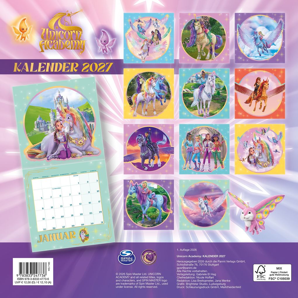 Weitere Ansicht: Unicorn Academy: Wandkalender 2027 | Panini