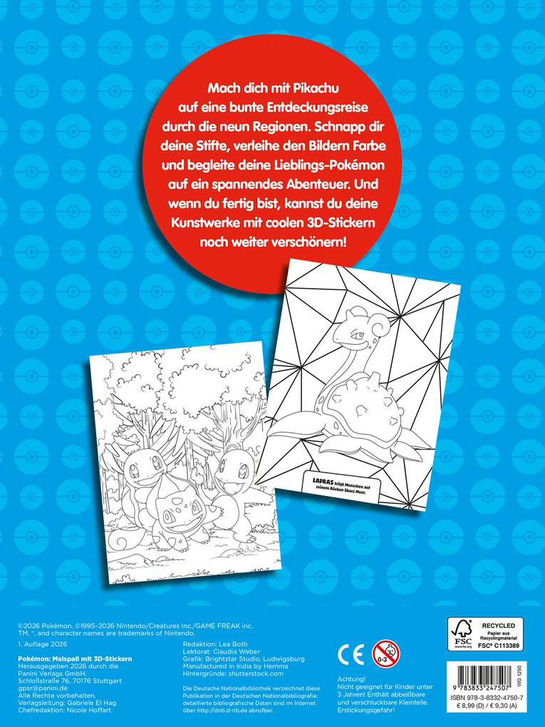 Weitere Ansicht: Pokémon: Malspaß mit 3D-Stickern | Pokémon, Panini