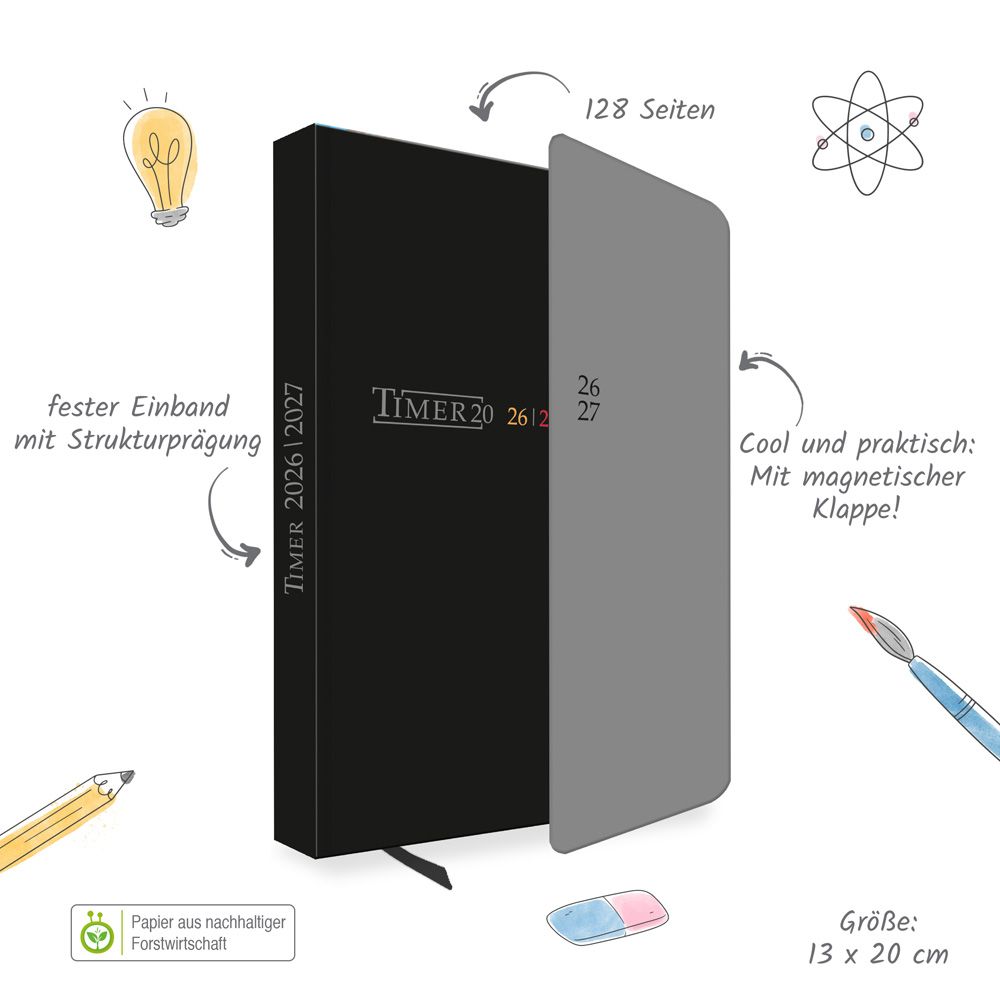 Weitere Ansicht: TRÖTSCH - Schülerkalender mit Klappe Black 26/27