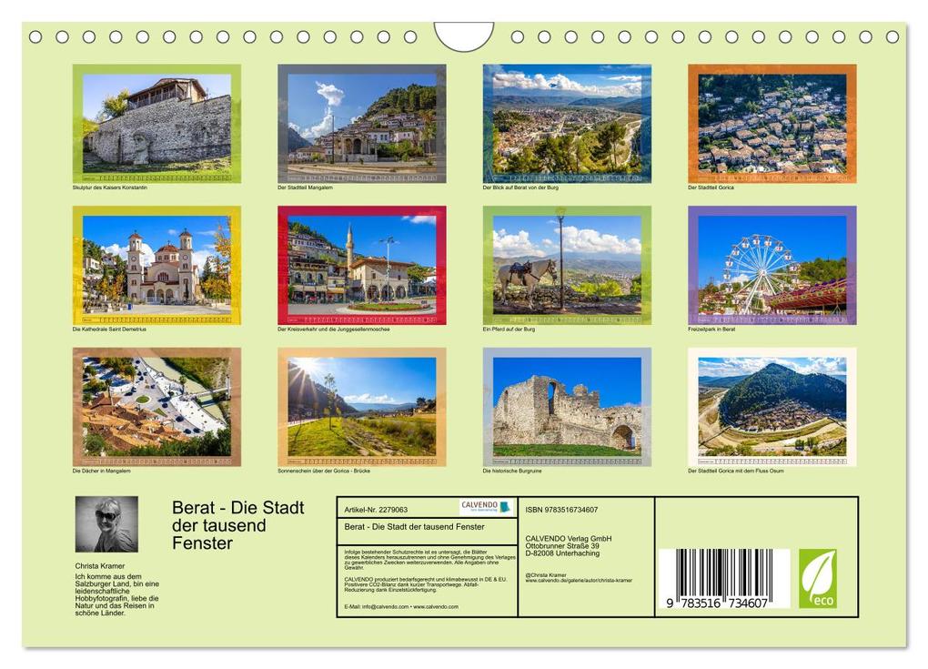Weitere Ansicht: Berat - Die Stadt der tausend Fenster (Wandkalender 2026 DIN A4 quer), CALVENDO Monatskalender | Christa Kramer, Calvendo