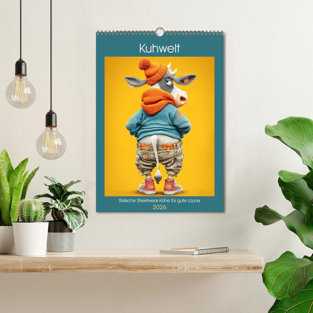 Weitere Ansicht: Kuhwelt. Stylische Streetwear-Kühe für gute Laune (Wandkalender 2026 DIN A3 hoch), CALVENDO Monatskalender | Rose Hurley, Calvendo