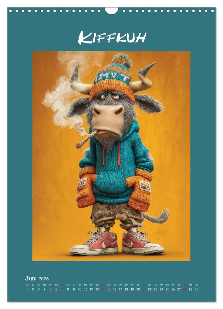 Weitere Ansicht: Kuhwelt. Stylische Streetwear-Kühe für gute Laune (Wandkalender 2026 DIN A3 hoch), CALVENDO Monatskalender | Rose Hurley, Calvendo