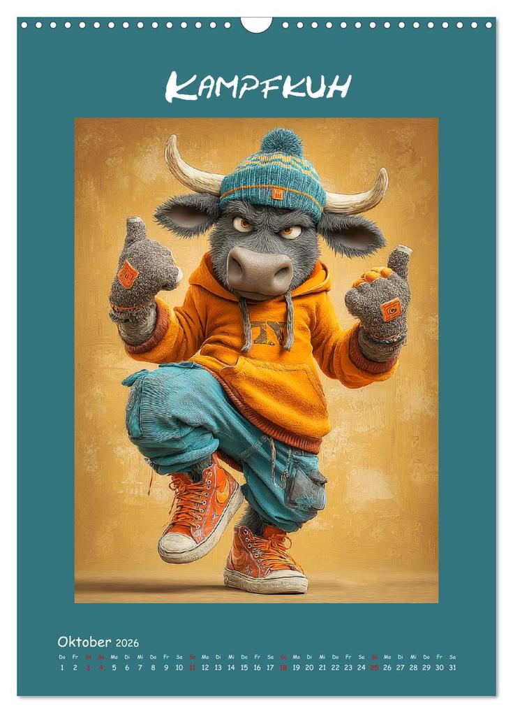 Weitere Ansicht: Kuhwelt. Stylische Streetwear-Kühe für gute Laune (Wandkalender 2026 DIN A3 hoch), CALVENDO Monatskalender | Rose Hurley, Calvendo