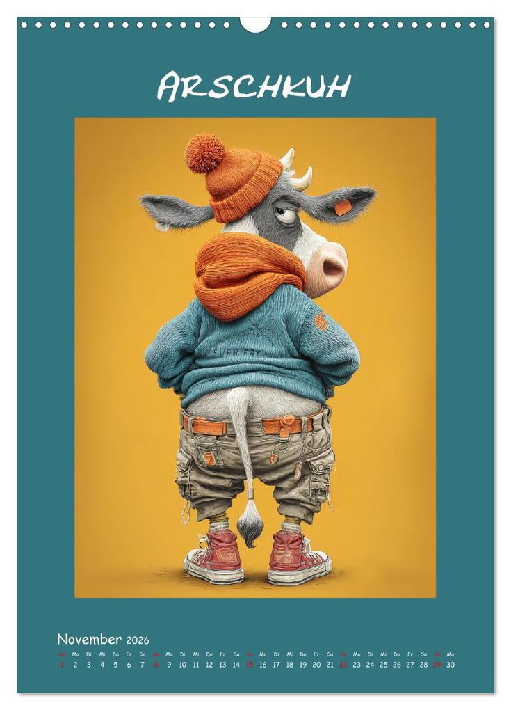 Weitere Ansicht: Kuhwelt. Stylische Streetwear-Kühe für gute Laune (Wandkalender 2026 DIN A3 hoch), CALVENDO Monatskalender | Rose Hurley, Calvendo