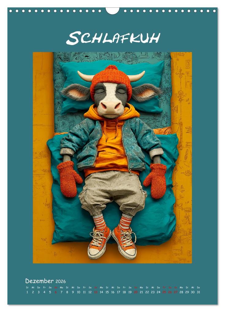 Weitere Ansicht: Kuhwelt. Stylische Streetwear-Kühe für gute Laune (Wandkalender 2026 DIN A3 hoch), CALVENDO Monatskalender | Rose Hurley, Calvendo