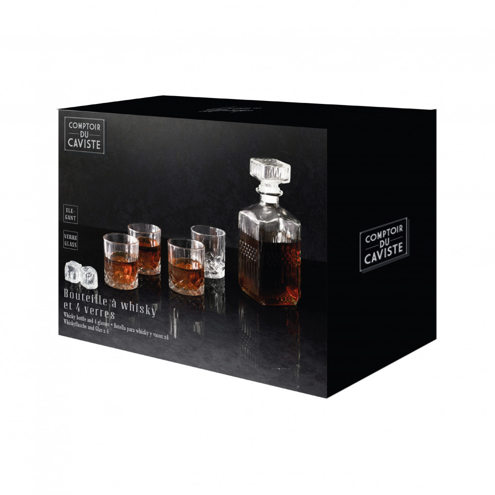 Weitere Ansicht: Whiskykaraffe und Glas x4