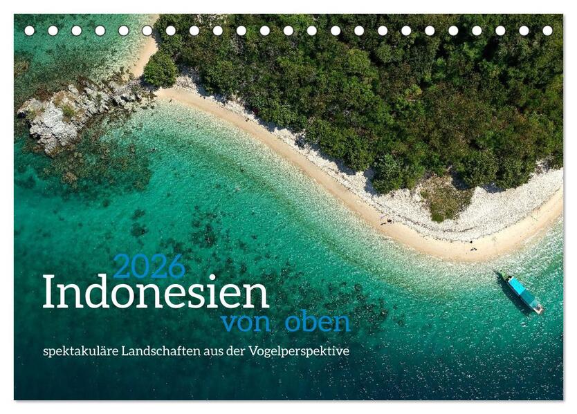 Produktbild: Indonesien von oben - spektakuläre Landschaften aus der Vogelperspektive (Tischkalender 2026 DIN A5 | Jörn Heller, Calvendo