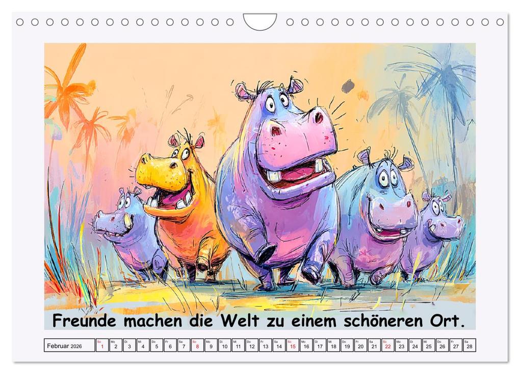 Weitere Ansicht: Süße Flusspferde. Hippopotamus Weisheiten zum Schmunzeln (Wandkalender 2026 DIN A4 quer), CALVENDO Monatskalender | Rose Hurley, Calvendo