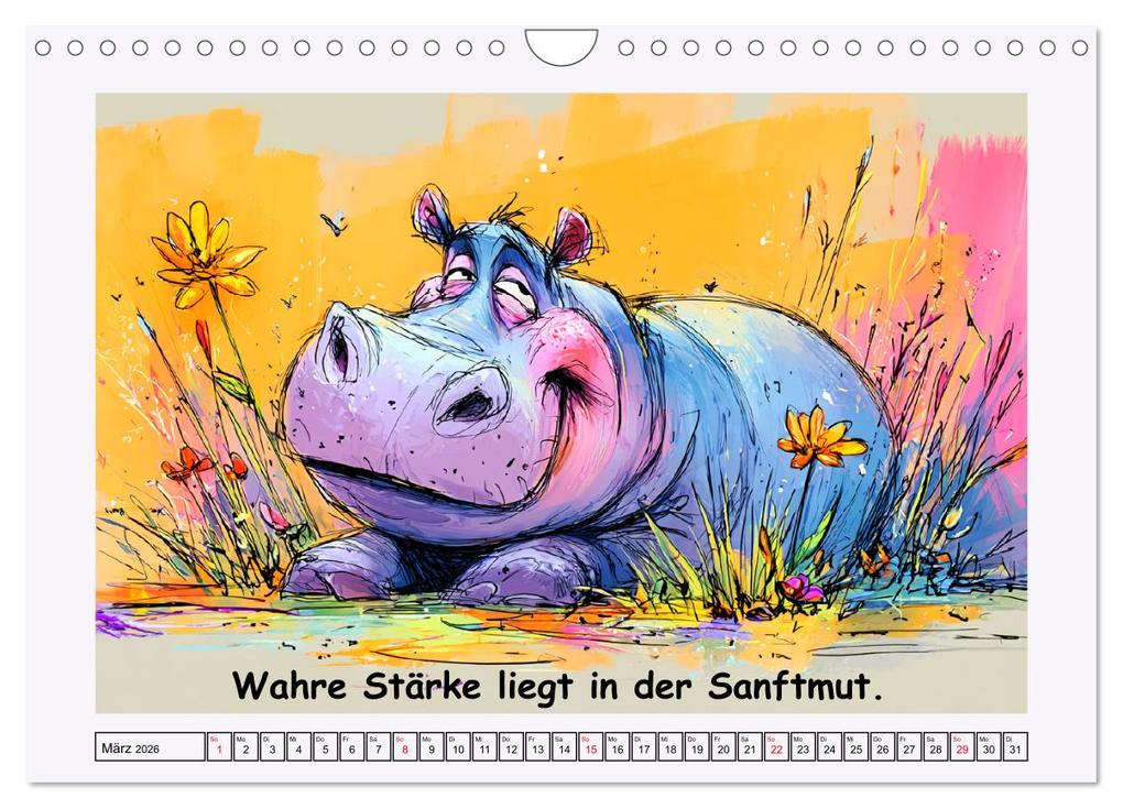 Weitere Ansicht: Süße Flusspferde. Hippopotamus Weisheiten zum Schmunzeln (Wandkalender 2026 DIN A4 quer), CALVENDO Monatskalender | Rose Hurley, Calvendo