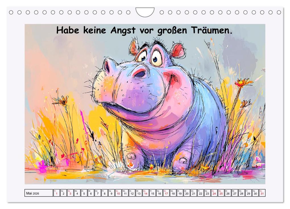 Weitere Ansicht: Süße Flusspferde. Hippopotamus Weisheiten zum Schmunzeln (Wandkalender 2026 DIN A4 quer), CALVENDO Monatskalender | Rose Hurley, Calvendo