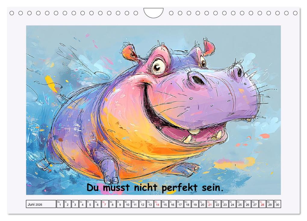 Weitere Ansicht: Süße Flusspferde. Hippopotamus Weisheiten zum Schmunzeln (Wandkalender 2026 DIN A4 quer), CALVENDO Monatskalender | Rose Hurley, Calvendo