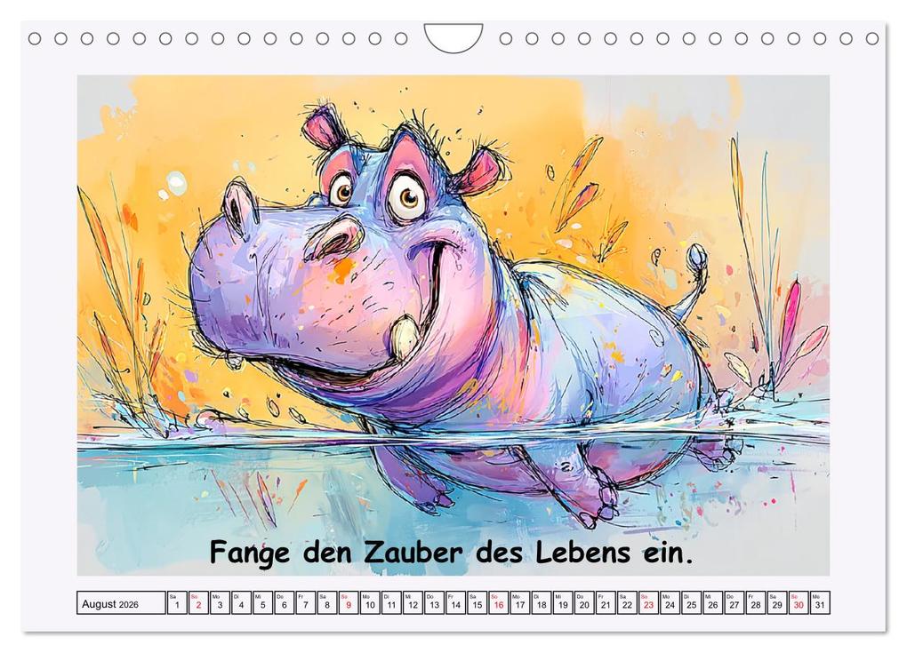 Weitere Ansicht: Süße Flusspferde. Hippopotamus Weisheiten zum Schmunzeln (Wandkalender 2026 DIN A4 quer), CALVENDO Monatskalender | Rose Hurley, Calvendo