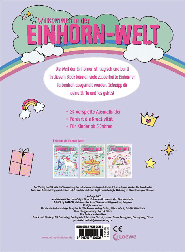 Weitere Ansicht: Meine Einhorn-Welt - Malblock