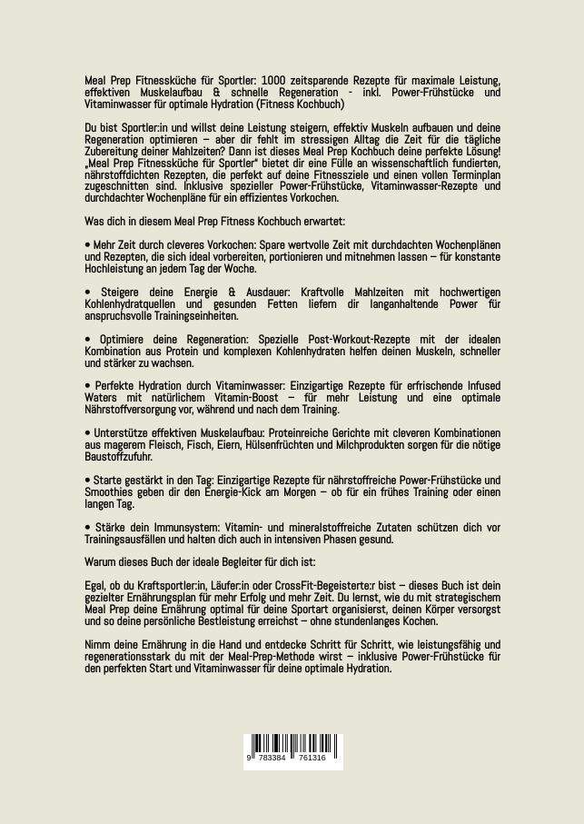 Weitere Ansicht: Meal Prep Fitnessküche für Sportler: 1000 zeitsparende Rezepte für maximale Leistung, effektiven Muskelaufbau & schnelle Regeneration - inkl. Power-Frühstücke und Vitaminwasser für optimale Hydration | Emily O'Neil