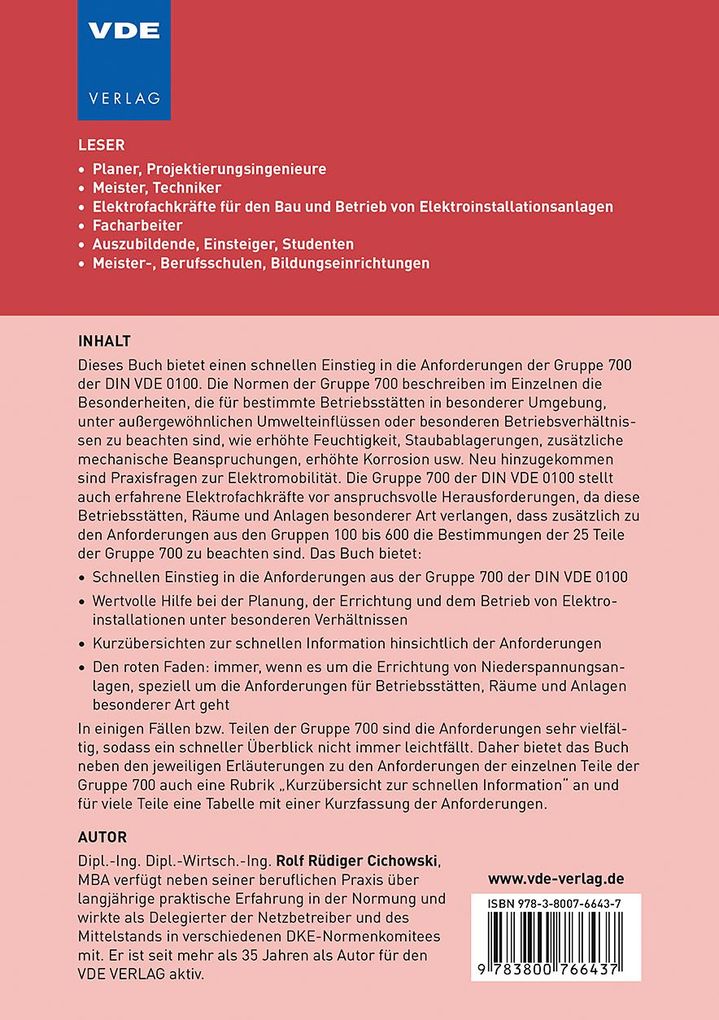 Weitere Ansicht: Der rote Faden durch die Gruppe 700 der DIN VDE 0100 | Rolf Rüdiger Cichowski
