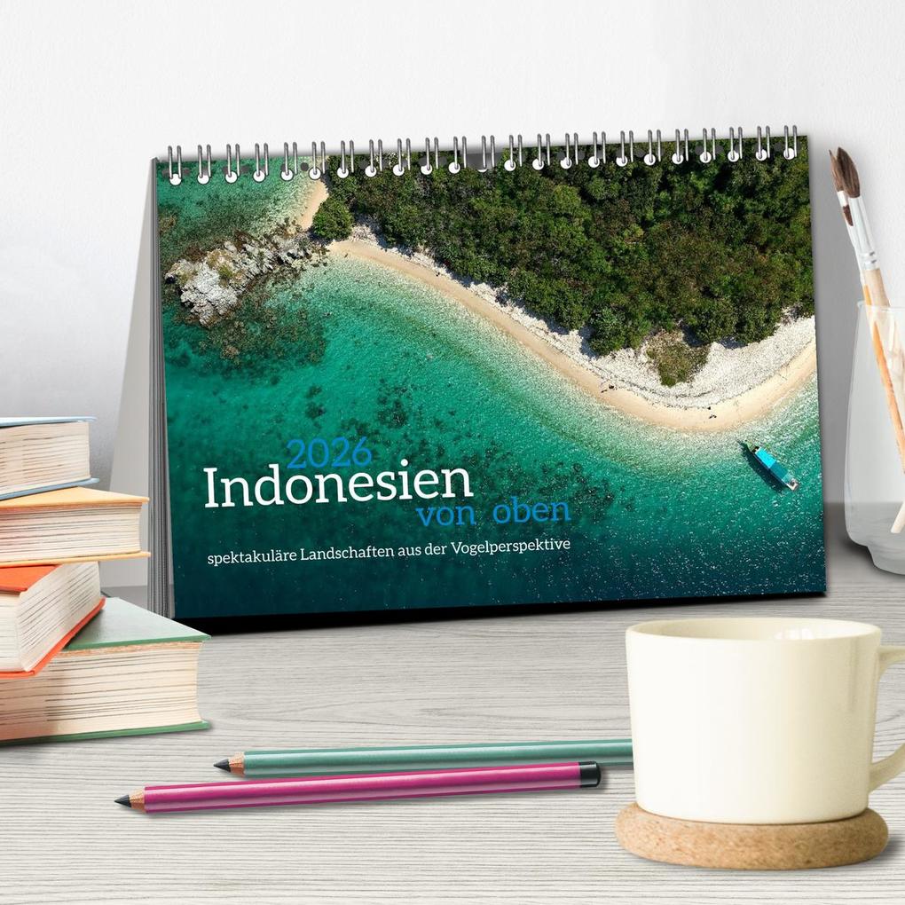 Weitere Ansicht: Indonesien von oben - spektakuläre Landschaften aus der Vogelperspektive (Tischkalender 2026 DIN A5 | Jörn Heller, Calvendo