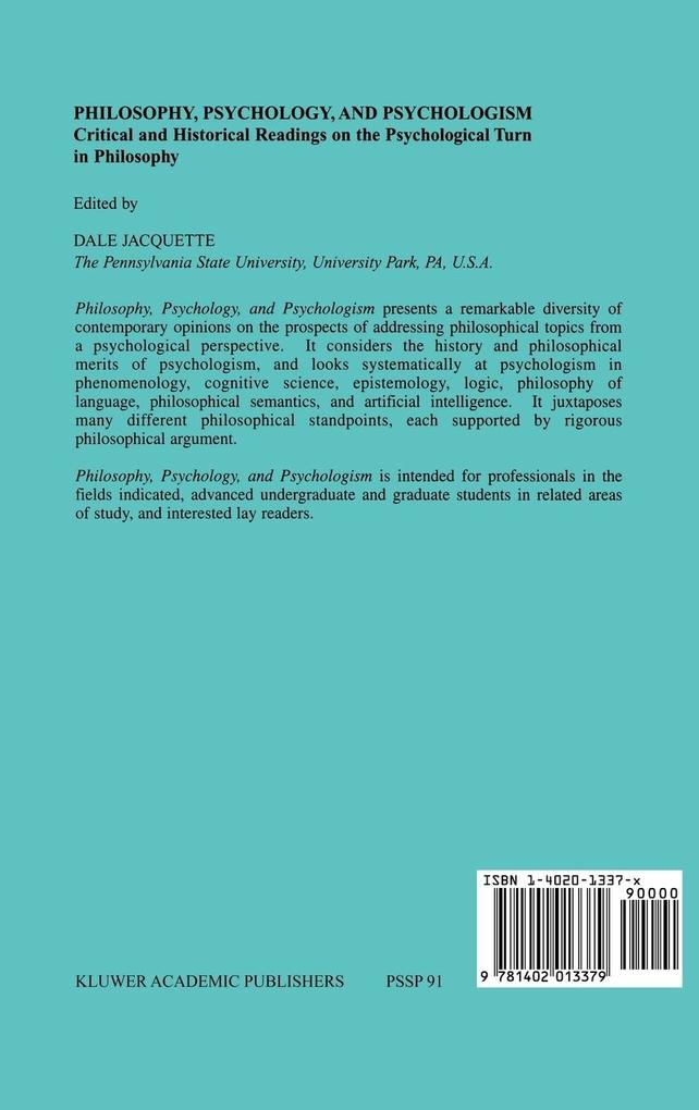 Weitere Ansicht: Philosophy, Psychology, and Psychologism